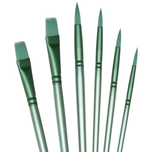 aderroo Acryl-Pinsel-Set, 6-teilig, Aquarellpinsel, Malpinsel, Nylon-Haarbürsten für Allzweck, Öl, Aquarellmalerei, Anfänger-Kits (6, grün) von aderroo