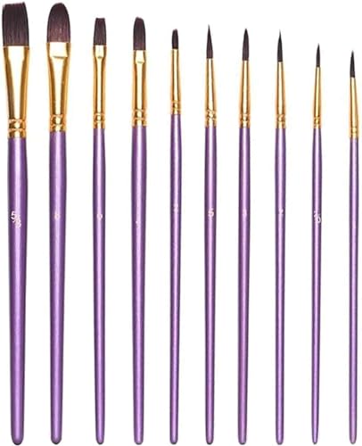 10 Stück Pinselset,hochwertige Künstler PinselSets mit Holzgriffen,Premium Nylon Acrylfarben Pinsel,Malerei Ölfarben Brush Set,für Künstler, Erwachsene und Kinder,Lila von adspow