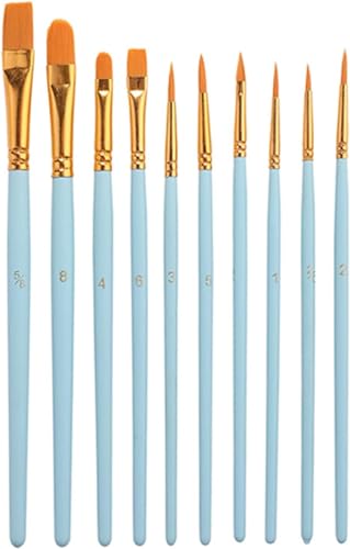 adspow 10 Stück Pinselset,hochwertige Künstler PinselSets mit Holzgriffen,Premium Nylon Acrylfarben Pinsel,Malerei Ölfarben Brush Set,für Künstler, Erwachsene und Kinder von adspow