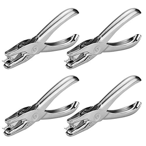 Locher aus Papier, 4 Stücke Ein-Loch Lochzange Locher, Metall Lochzange, Einlocher für 3mm, 6mm, Büro, Schule,Kunsthandwerk, Papierveredelung (Silber) von Ianulus
