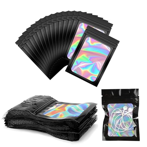 120 Stück Kleine Plastiktüten,Baggies,Kleine Tüten,Mylar Bags,Druckverschlussbeutel, Zum Verpacken von Süßigkeiten, Schmuck und Keksen (schwarz),7 * 10cm von afhgdjr