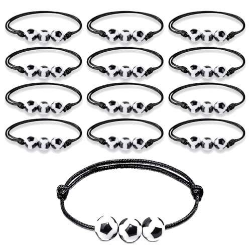 afhgdjr 12 StüCk Fussball Mitgebsel Jungen FußBall Armband Kinder Jungs,Fussball Armband Jungen Mit Verstellbares Gewebte Schnur,Freundschaftsarmband Kinder FüR Mitgebsel Kindergeburtstag Fussball von afhgdjr
