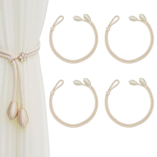afhgdjr 4Pcs Vorhang Halter,Vorhang Raffhalter,Gardinenhalter,Raffhalter,Gardinen Raffhalter,Geeignet für Zuhause, Büro, Vorhangdekoration (Beige) von afhgdjr