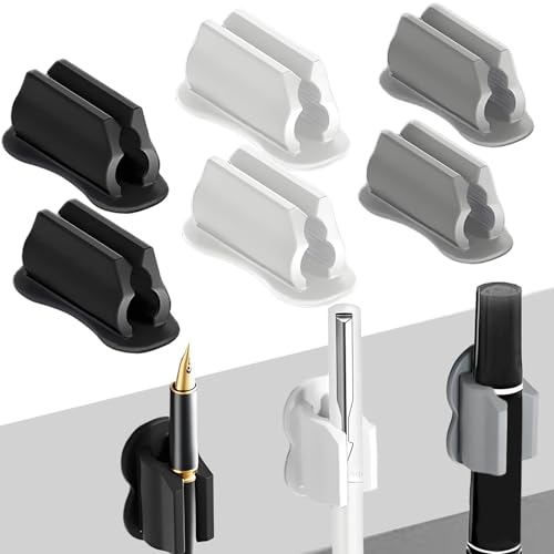afhgdjr 6 Stück Stifthalter Selbstklebend,Klebender Stifthalter für die Wand,StifthalterSilikon für Klemmbretter,Marker, Schreibtischzubehör und Bürobedarf (3 Farben) von afhgdjr