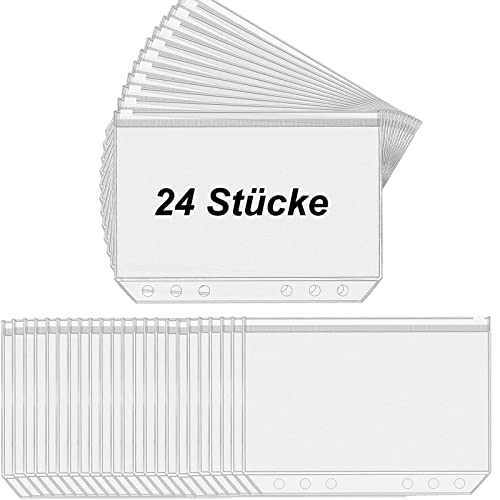 A5 Binder Taschen, 24 Stücke 6 Löcher Reißverschluss Ordne, Transparent Loseblatt Taschen, Wasserdicht Geld Umschläge, Für das Halten Dokumente, Notizbücher, Karten A5 Binder Taschen, 24 Stücke 6 Löcher Reißverschluss Ordne, Transparent Loseblatt Taschen, Wasserdicht Geld Umschläge, Für das Halten Dokumente, Notizbücher, Karten von aghoer