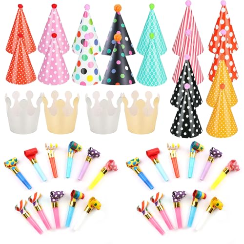 44 Stücke Partyhüte und Party Gebläse Set, Silvester Party Hüte Lufttröte Pfeife Geburtstagshut Partyhüte Kinder Partyhütchen Geburtstag Party Supplies für Kindergeburtstag Festival Baby Shower 44 Stücke Partyhüte und Party Gebläse Set, Silvester Party Hüte Lufttröte Pfeife Geburtstagshut Partyhüte Kinder Partyhütchen Geburtstag Party Supplies für Kindergeburtstag Festival Baby Shower von agogue