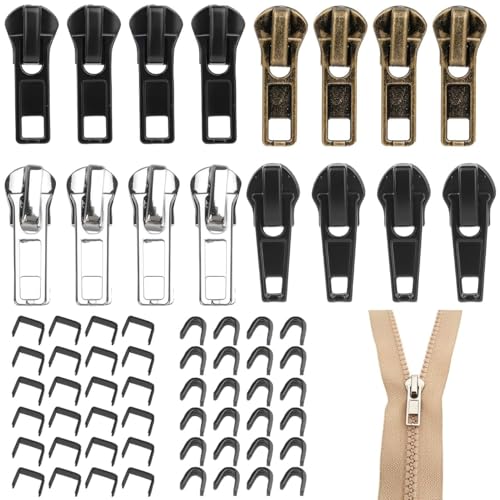 64 Stück Reißverschluss Reparatur Set, Vielfalt Der Stile Reisverschluss-Reparaturset, Zipper Für Reißverschluss Geeignet Für Verschiedene Kleidung, Zipper Für Jacken Jeans Mantel von agogue