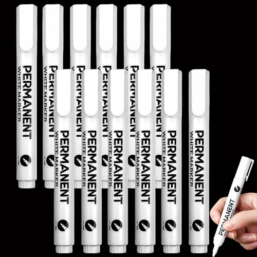 agogue 12 Stück Lackstift Marker Weiß Stift 2,0 mm Fadenbreite,Weißer Stift Wasserfest Und Weißer Schnell Trocknender Permanent Marker,für Karton, Glass Holz Keramik Tassen Lackmarker Stoff Leinwand von agogue