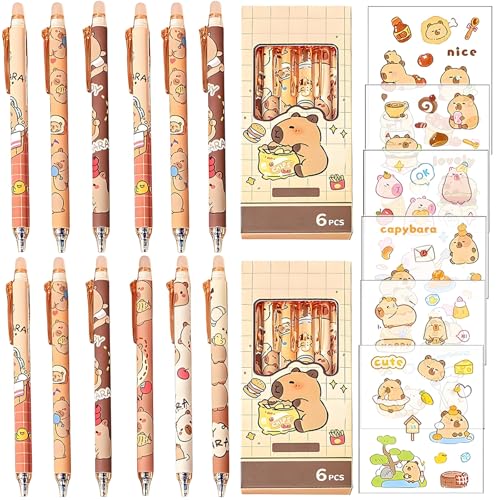 agogue 18 Stück Radierbare Capybara Stifte Set 2-in-1 Kugelschreiber Erasable Pen Set Capybara Set 12 Stifte mit 6 Aufklebern und Box Geschenk für Kinder Schul Bürobedarf agogue 18 Stück Radierbare Capybara Stifte Set 2-in-1 Kugelschreiber Erasable Pen Set Capybara Set 12 Stifte mit 6 Aufklebern und Box Geschenk für Kinder Schul Bürobedarf von agogue