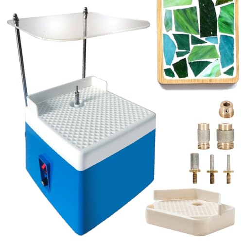 Verbesserte Buntglas-Schleifscheiben,Mini-Glaskeramik-Schleifwerkzeug mit 4.200 U/min,Glas-Winkelschleifer-Set mit Diamant-Schleifbits in 5 Größen und zwei Arbeitsplattformen (grob+präzise) von agreilduite