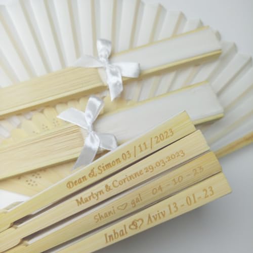 agsu Personalisiertes Handfächer Weiß Fächer Hochzeit Papierfächer Hochzeitsfächer Personalisiert Name Faltfächer Gastgeschenk Für Hochzeit Sommer Party (100pcs) von agsu