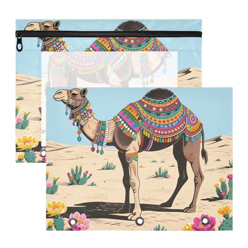 Binder 3-Loch 3 Loch Locher für A4 Papier Brief 2 Pack Schüler Schulbedarf Vintage Boho Kamel Kaktus Blumen von aidingzhi