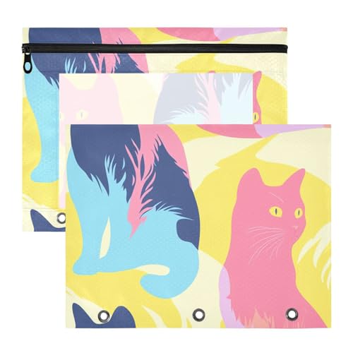 Binder-Federmäppchen, bezaubernde Kunststoff-Dokumentenmappe für A4-Papier, Briefe, 2 Stück, Lehrer, Büro, bunte Kunst, ästhetische Katze Binder-Federmäppchen, bezaubernde Kunststoff-Dokumentenmappe für A4-Papier, Briefe, 2 Stück, Lehrer, Büro, bunte Kunst, ästhetische Katze von aidingzhi