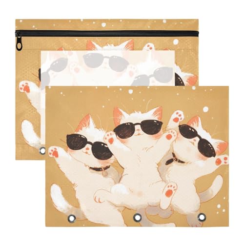 Bindertaschen, 3 Löcher, 3 Locher für A4-Papier, Briefe, 2 Stück, Schüler, Schulbedarf, niedliche weiße Katzen, Cartoon Bindertaschen, 3 Löcher, 3 Locher für A4-Papier, Briefe, 2 Stück, Schüler, Schulbedarf, niedliche weiße Katzen, Cartoon von aidingzhi