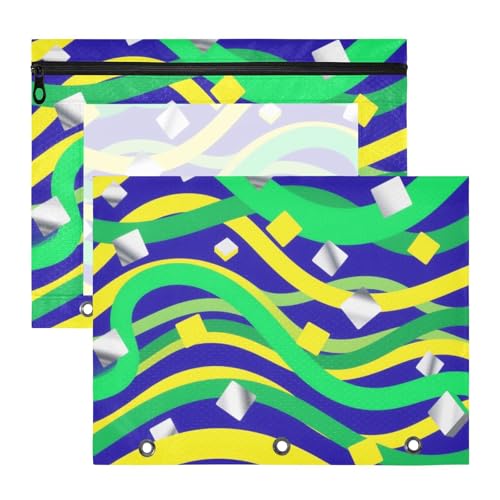 Bindertaschen, bezaubernder Kunststoff-Aktenordner für 3 Ringe, 2 Stück, Lehrerklasse, abstrakte Kunst, gelb, grün, Wellenlinien, quadratisch Bindertaschen, bezaubernder Kunststoff-Aktenordner für 3 Ringe, 2 Stück, Lehrerklasse, abstrakte Kunst, gelb, grün, Wellenlinien, quadratisch von aidingzhi