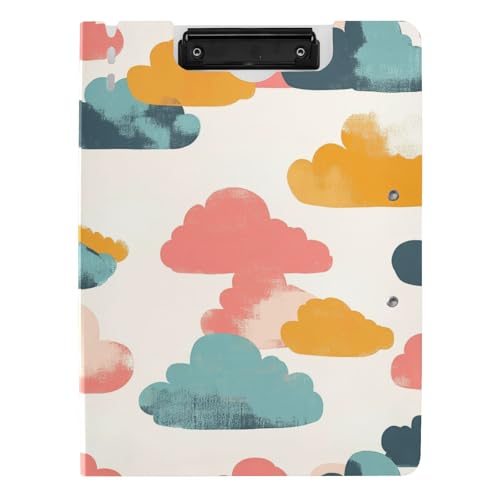 Clipfolio Faltbares Klemmbrett, abstrakte Wolken, bunt, A4, Doppel-Clips, Stifthalter, Still-Clipboard mit Abdeckung von aidingzhi