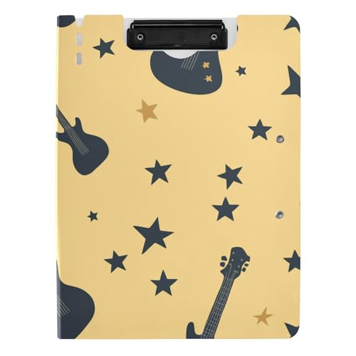 Faltbare Klemmbretter Einfache Gitarren Sterne A4 Klemmbrett Clipfolio Doppelte Metallclips Stifthalter Schule Klemmbrett mit Abdeckung von aidingzhi