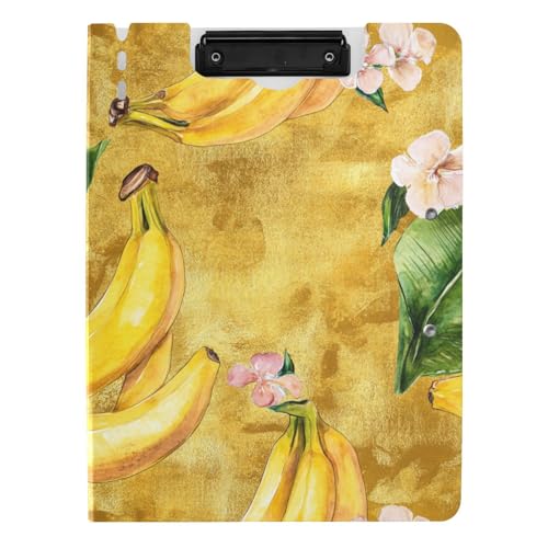 Faltbare Klemmbretter Kunst Bananen Obst Gold A4 Klemmbrett Folio Binder Doppelte Metallclips Stifthalter Büro Klemmbrett mit Hardcover von aidingzhi