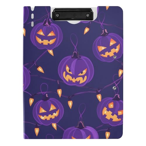 Faltbares Klemmbrett mit Aufbewahrung, Basteln, lila, Halloween-Lichter, A4-Klemmbrett mit Ordner, doppelte Metallklammern, Stifthalter, Schulklemmbrett mit festem Einband Faltbares Klemmbrett mit Aufbewahrung, Basteln, lila, Halloween-Lichter, A4-Klemmbrett mit Ordner, doppelte Metallklammern, Stifthalter, Schulklemmbrett mit festem Einband von aidingzhi