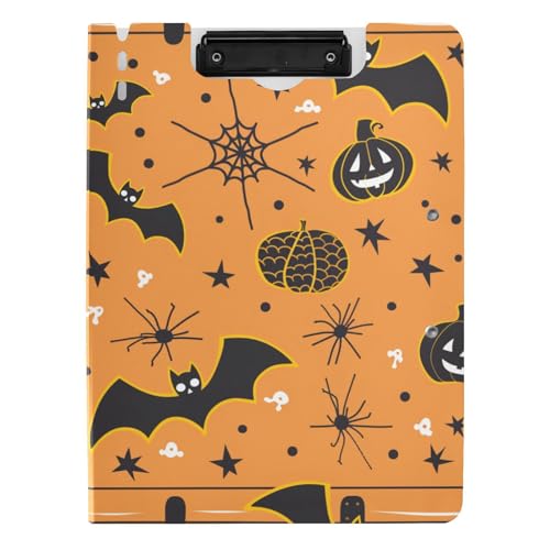 Faltbares Klemmbrett mit Aufbewahrung Boo Trunk Fledermaus Spinne A4 Klemmbrett mit Padfolio Doppelte Metallclips Stifthalter Büro Klemmbrett mit Abdeckung von aidingzhi