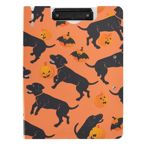 Faltbares Klemmbrett mit Labrador-Motiv, orangefarbener schwarzer Kürbis, A4, Klemmbrett, zwei Metallklammern, Stifthalter, Büro-Klemmbrett mit Abdeckung Faltbares Klemmbrett mit Labrador-Motiv, orangefarbener schwarzer Kürbis, A4, Klemmbrett, zwei Metallklammern, Stifthalter, Büro-Klemmbrett mit Abdeckung von aidingzhi