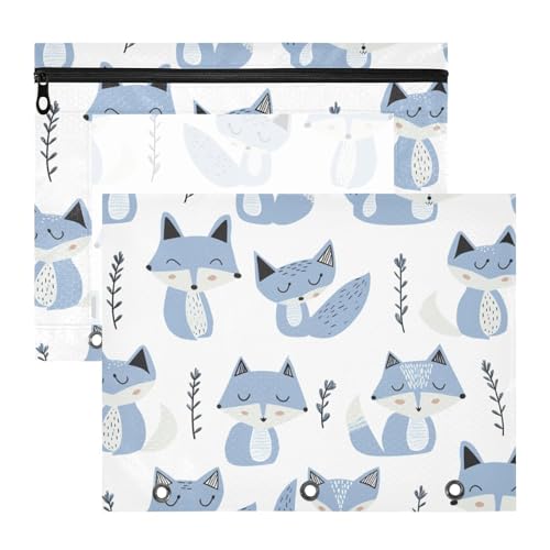 Federmäppchen mit 3 verstärkten Ösen, Kunststoff-Aktenordner für A4-Papier, Briefe, 2 Stück, Studenten, Klasse, Jon Klassen Stil, Fuchs, Himmelblau, Lavendel, Weiß Federmäppchen mit 3 verstärkten Ösen, Kunststoff-Aktenordner für A4-Papier, Briefe, 2 Stück, Studenten, Klasse, Jon Klassen Stil, Fuchs, Himmelblau, Lavendel, Weiß von aidingzhi
