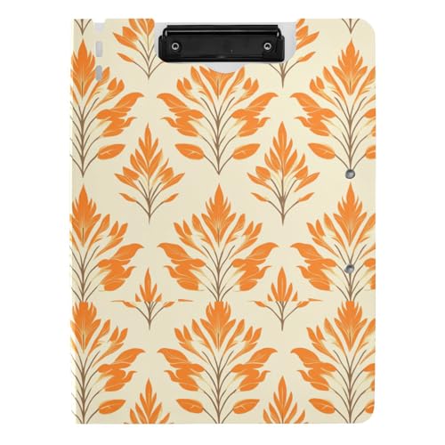 Klappbares Klemmbrett Indien Schilf Muster Orange Blatt A4 Clipfolio Zwei Metallclips Stifthalter Büro Klemmbrett mit Deckel von aidingzhi