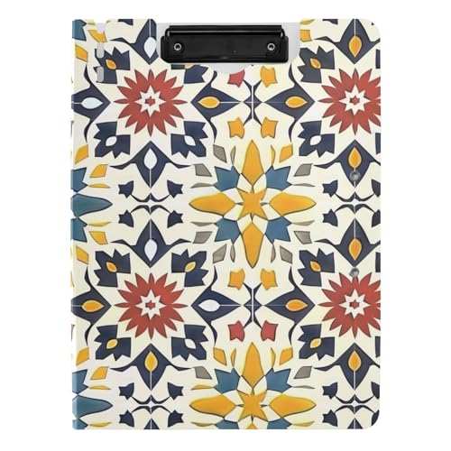 Klappbares Klemmbrett im marokkanischen Stil, Blumenmuster, A4-Klemmbrett, Clipfolio, doppelte Metallklammern, Stifthalter, Still-Clipboard mit Abdeckung von aidingzhi