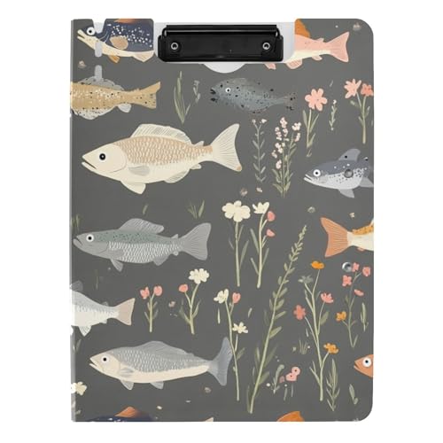 Klemmbrett Cartoon Sweet Fish Neutral A4 Klemmbrett Padfolio Zwei Metallclips Stifthalter Still-Clipboard mit Abdeckung von aidingzhi