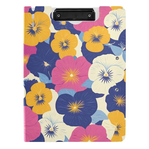 Klemmbrett-Mappe, bunte Blumen, A4-Klemmbrett mit Ordner, horizontale und vertikale Doppelklammern, Still-Klemmbrett mit festem Einband Klemmbrett-Mappe, bunte Blumen, A4-Klemmbrett mit Ordner, horizontale und vertikale Doppelklammern, Still-Klemmbrett mit festem Einband von aidingzhi