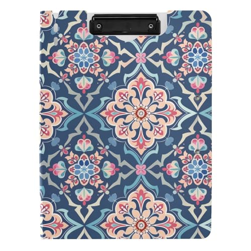 Klemmbrett im marokkanischen Stil, Blumenmuster, A4, Klemmbrett, Padfolio, horizontal und vertikal, Doppel-Clips, Büro-Klemmbrett mit Abdeckung von aidingzhi