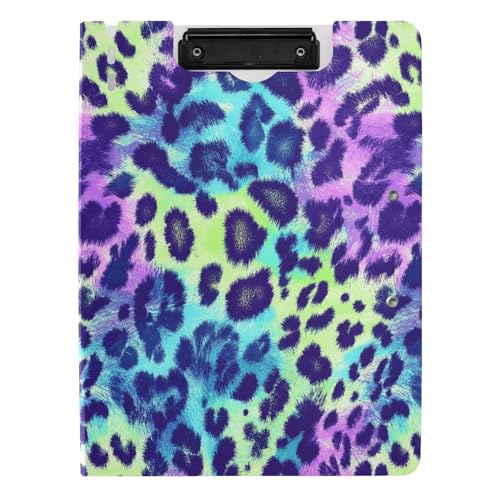 Klemmbrett mit Mappe, buntes Leopardenmuster, psychedelisch, A4, Clipfolio, zwei Metallklammern, Stifthalter, Büro-Klemmbrett mit Abdeckung Klemmbrett mit Mappe, buntes Leopardenmuster, psychedelisch, A4, Clipfolio, zwei Metallklammern, Stifthalter, Büro-Klemmbrett mit Abdeckung von aidingzhi