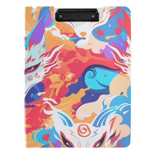 Klemmbrett mit Mappe, japanische Fuchsmaske, A4, Klemmbrett, Padfolio, horizontale und vertikale Doppelklammern, Stillklemmbrett mit Abdeckung Klemmbrett mit Mappe, japanische Fuchsmaske, A4, Klemmbrett, Padfolio, horizontale und vertikale Doppelklammern, Stillklemmbrett mit Abdeckung von aidingzhi