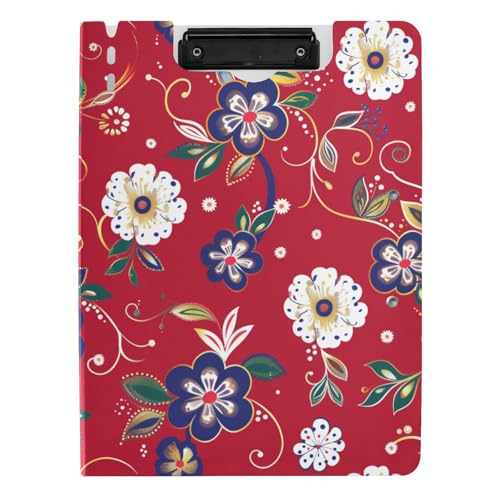 Klemmbrett mit Mappe, rote Blumen, traditioneller Stil, A4, Klemmbrett, Folio-Ordner, zwei Metallklammern, Stifthalter, Still-Clipboard mit festem Einband Klemmbrett mit Mappe, rote Blumen, traditioneller Stil, A4, Klemmbrett, Folio-Ordner, zwei Metallklammern, Stifthalter, Still-Clipboard mit festem Einband von aidingzhi