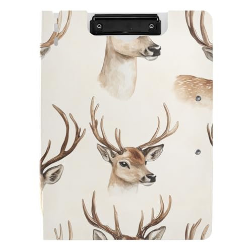 Klemmbrett mit Ordner Retro Hirsch Vintage A4 Klemmbrett mit Binder Doppelte Metallclips Stifthalter Stillklemmbrett mit Abdeckung Klemmbrett mit Ordner Retro Hirsch Vintage A4 Klemmbrett mit Binder Doppelte Metallclips Stifthalter Stillklemmbrett mit Abdeckung von aidingzhi