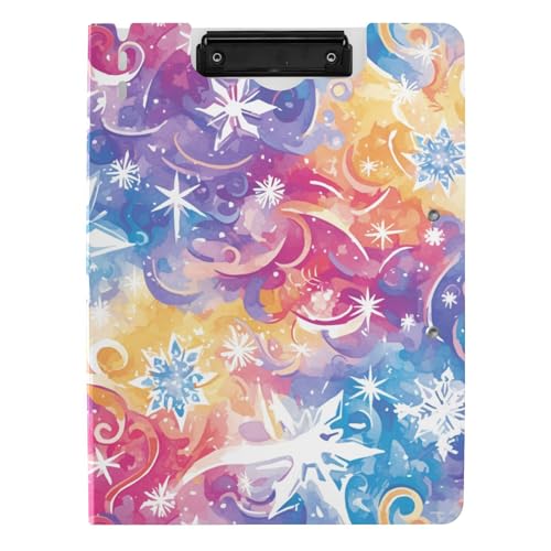 Klemmbrettmappe mit Aufbewahrung, glänzende bunte Schneeflocken, A4-Klemmbrett mit Padfolio, horizontale und vertikale Doppelklammern, Schulklemmbrett mit Deckel Klemmbrettmappe mit Aufbewahrung, glänzende bunte Schneeflocken, A4-Klemmbrett mit Padfolio, horizontale und vertikale Doppelklammern, Schulklemmbrett mit Deckel von aidingzhi