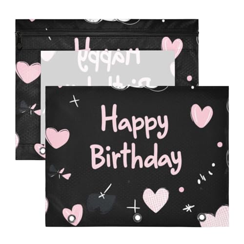 Kosmetiktasche, transparenter Kunststoff, Aktenordner für 3 Ringe, 2 Stück, Studenten, Klasse, Happy Birthday, Bär, Vichy-Muster, Herz, Schwarz Kosmetiktasche, transparenter Kunststoff, Aktenordner für 3 Ringe, 2 Stück, Studenten, Klasse, Happy Birthday, Bär, Vichy-Muster, Herz, Schwarz von aidingzhi