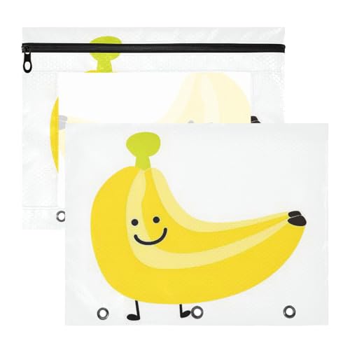 Kosmetiktasche mit 3 Löchern, Taschenordner für 3 Ringe, 2 Stück, Lehrer, Klassenzimmer, lustige süße Banane Kosmetiktasche mit 3 Löchern, Taschenordner für 3 Ringe, 2 Stück, Lehrer, Klassenzimmer, lustige süße Banane von aidingzhi
