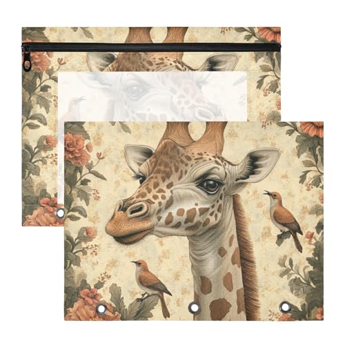 Kosmetiktasche mit Sichtfenster, Kunststoff, Aktenordner für 3 Ringe, 2 Stück, Lehrer, Büro, Giraffe, Vögel, Blumen, botanische Illustration, Vintage-Stil Kosmetiktasche mit Sichtfenster, Kunststoff, Aktenordner für 3 Ringe, 2 Stück, Lehrer, Büro, Giraffe, Vögel, Blumen, botanische Illustration, Vintage-Stil von aidingzhi