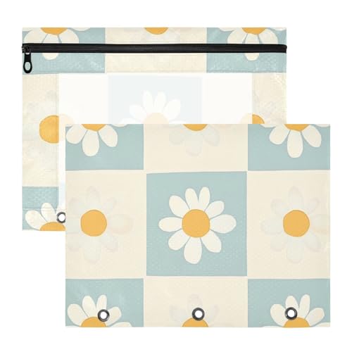 Mehrzweck-Mappe mit 3 Löchern für 3 Ringe, 2 Stück, Lehrer, Klassenzimmer, blau, kariert, Gänseblümchen Mehrzweck-Mappe mit 3 Löchern für 3 Ringe, 2 Stück, Lehrer, Klassenzimmer, blau, kariert, Gänseblümchen von aidingzhi