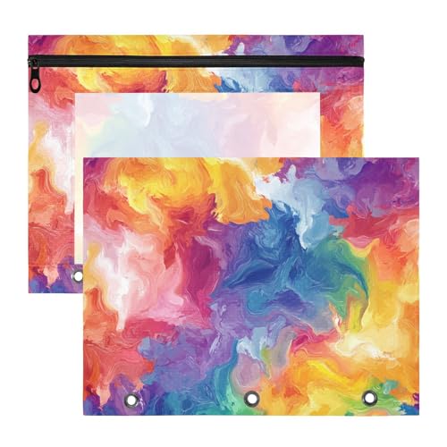 Mehrzweck-Ordner mit 3 Löchern für 3 Ringe, 2 Stück, für Lehrer, Schulanfang, Regenbogenfarben, Batikmuster Mehrzweck-Ordner mit 3 Löchern für 3 Ringe, 2 Stück, für Lehrer, Schulanfang, Regenbogenfarben, Batikmuster von aidingzhi