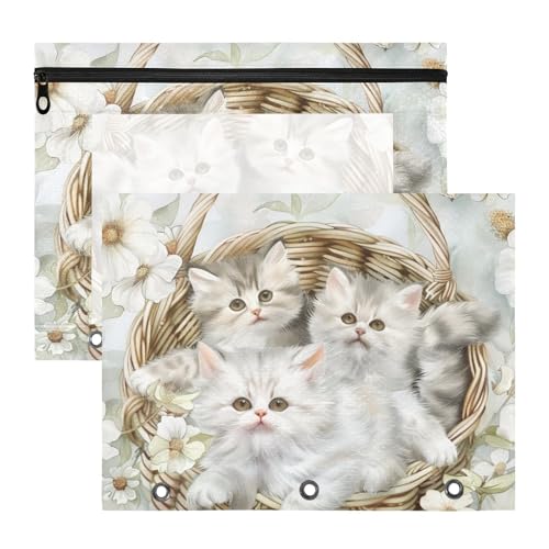 Ordner, 3 Löcher, 3 Ringe, Tasche für 3 Ringe, 2 Stück, Studenten, Kunstbedarf, Aufbewahrung, niedliche Katze im Korb Ordner, 3 Löcher, 3 Ringe, Tasche für 3 Ringe, 2 Stück, Studenten, Kunstbedarf, Aufbewahrung, niedliche Katze im Korb von aidingzhi