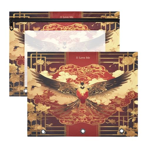 Ordner, tragbare Taschenordner für A4-Papier, Briefe, 2 Stück, Studenten, Büro, Rot, chinesischer Stil, Vogel Ordner, tragbare Taschenordner für A4-Papier, Briefe, 2 Stück, Studenten, Büro, Rot, chinesischer Stil, Vogel von aidingzhi