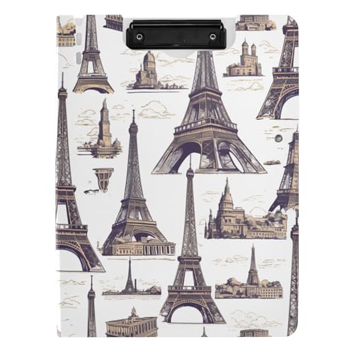 Ordner-Klemmbrett mit Aufbewahrung, Eiffelturm, Handzeichnung, A4-Klemmbrett mit Padfolio, zwei Metallklammern, Stifthalter, Still-Clipboard mit Abdeckung Ordner-Klemmbrett mit Aufbewahrung, Eiffelturm, Handzeichnung, A4-Klemmbrett mit Padfolio, zwei Metallklammern, Stifthalter, Still-Clipboard mit Abdeckung von aidingzhi