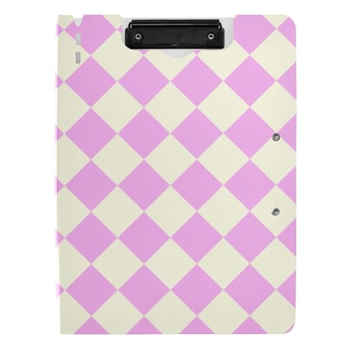 Ordner-Klemmbrett mit Aufbewahrung, Violett, Beige, A4-Klemmbrett, Padfolio, zwei Metallklammern, Stifthalter, Büro-Klemmbrett mit festem Einband von aidingzhi
