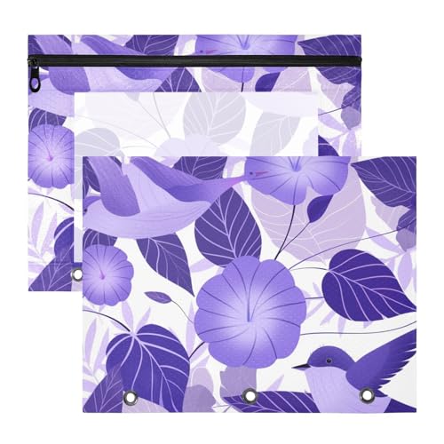 Ordner mit 3 verstärkten Ösen, Kunststoff-Aktenordner für 3 Ringe, 2 Stück, Lehrer, Klassenzimmer, Zubehör, Cartoon, Lila, Morning Glory Blumen, Vögel Ordner mit 3 verstärkten Ösen, Kunststoff-Aktenordner für 3 Ringe, 2 Stück, Lehrer, Klassenzimmer, Zubehör, Cartoon, Lila, Morning Glory Blumen, Vögel von aidingzhi