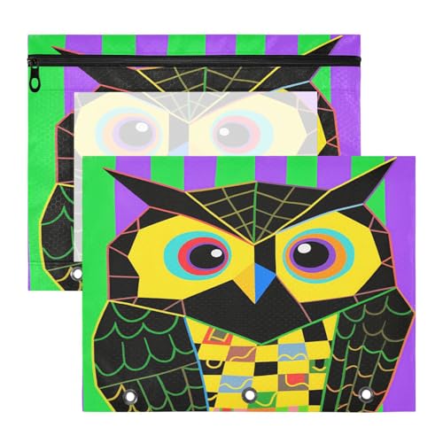 Ordnertaschen mit 3 Löchern, Kunststoff, Ordner für A4-Papier, Briefe, 2 Stück, Studenten, Kunstbedarf, Aufbewahrung, bunte geometrische Eule Ordnertaschen mit 3 Löchern, Kunststoff, Ordner für A4-Papier, Briefe, 2 Stück, Studenten, Kunstbedarf, Aufbewahrung, bunte geometrische Eule von aidingzhi