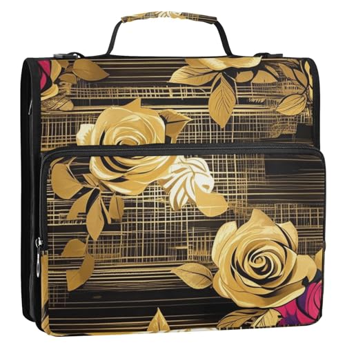 Schulordner, Organizer mit zusätzlichen Taschen, mehrere Taschen, Schulreißverschluss, Ordner für Mittelschüler, 3,8 cm, 3 Ringe mit Schultergurt und Griff (prop4), Schulbedarf von aidingzhi