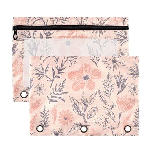 Simple Spring Fresh Floral Pfirsichringe Organizer mit transparentem Fenster und Reißverschluss, großes und stabiles 3-Ringbuch für Büro, Schulbedarf, Kosmetik, mehrfarbig, 2 Stück Simple Spring Fresh Floral Pfirsichringe Organizer mit transparentem Fenster und Reißverschluss, großes und stabiles 3-Ringbuch für Büro, Schulbedarf, Kosmetik, mehrfarbig, 2 Stück von aidingzhi