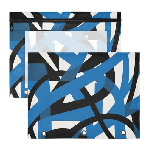aidingzhi Federmäppchen, 3 Löcher, 3 Ringe, Tasche für A4-Papier, Briefe, 2 Stück, Lehrer, Schulbedarf, abstrakte Kunstlinien, Schwarz / Blau aidingzhi Federmäppchen, 3 Löcher, 3 Ringe, Tasche für A4-Papier, Briefe, 2 Stück, Lehrer, Schulbedarf, abstrakte Kunstlinien, Schwarz / Blau von aidingzhi